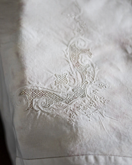 Lenzuolo matrimoniale in lino antico