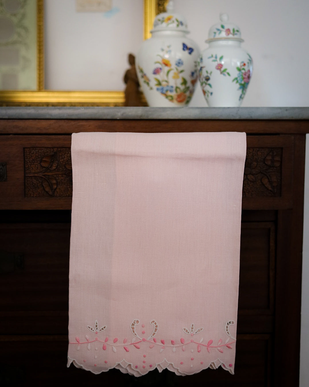 Asciugamanl rosa in lino