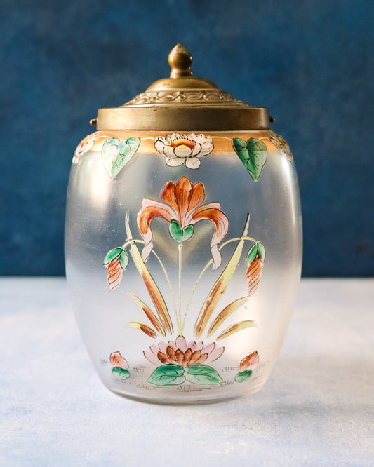 Vaso in vetro dipinto a mano con iris