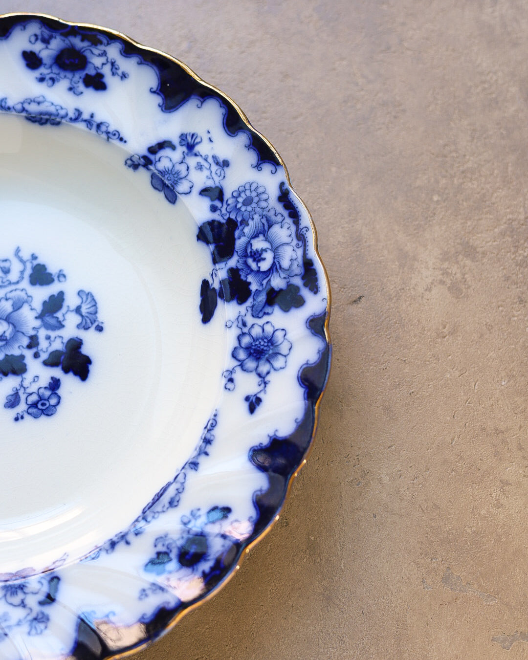 Servizio da Tavola in Porcellana Flow Blue, Marchio Gresham B&S — Inghilterra, Epoca Vittoriana