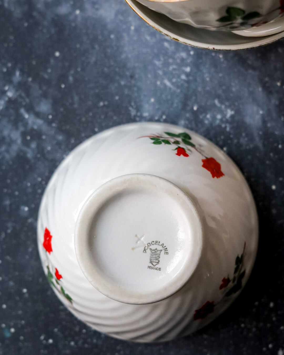 Set tre ciotole francesi con decoro rosa rossa