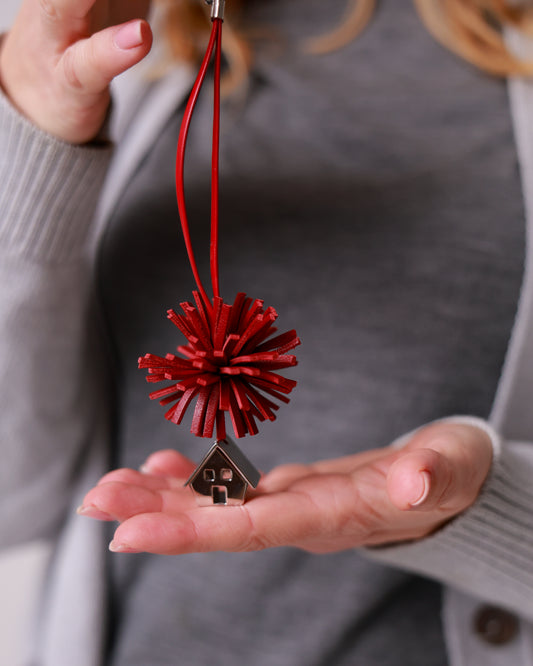 Portachiavi Charm Casa — Pelle e Metallo, Made in Italy - Heyfoo
