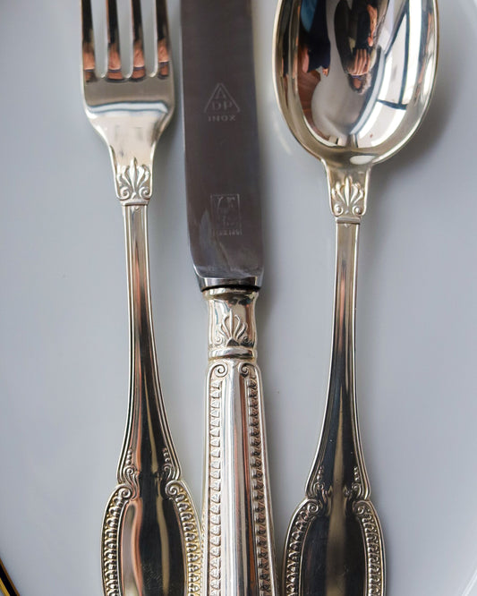 Servizio di posate in lega d'argento 75 pezzi marchio Di Cristofalo