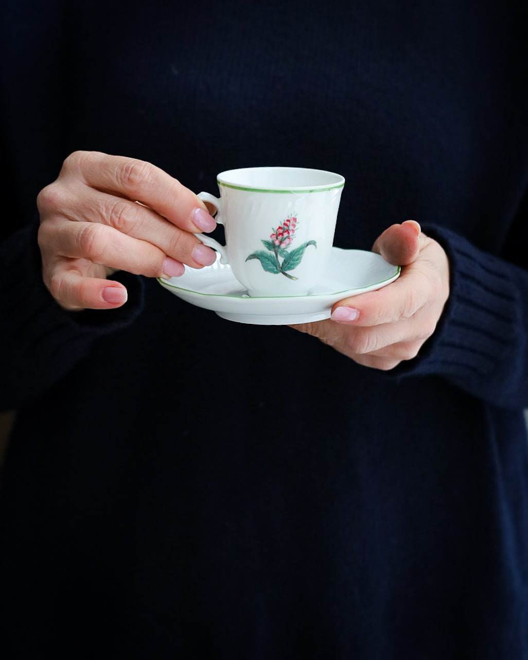Servizio da caffè espresso Ginori Laveno con fiori forma rilievo