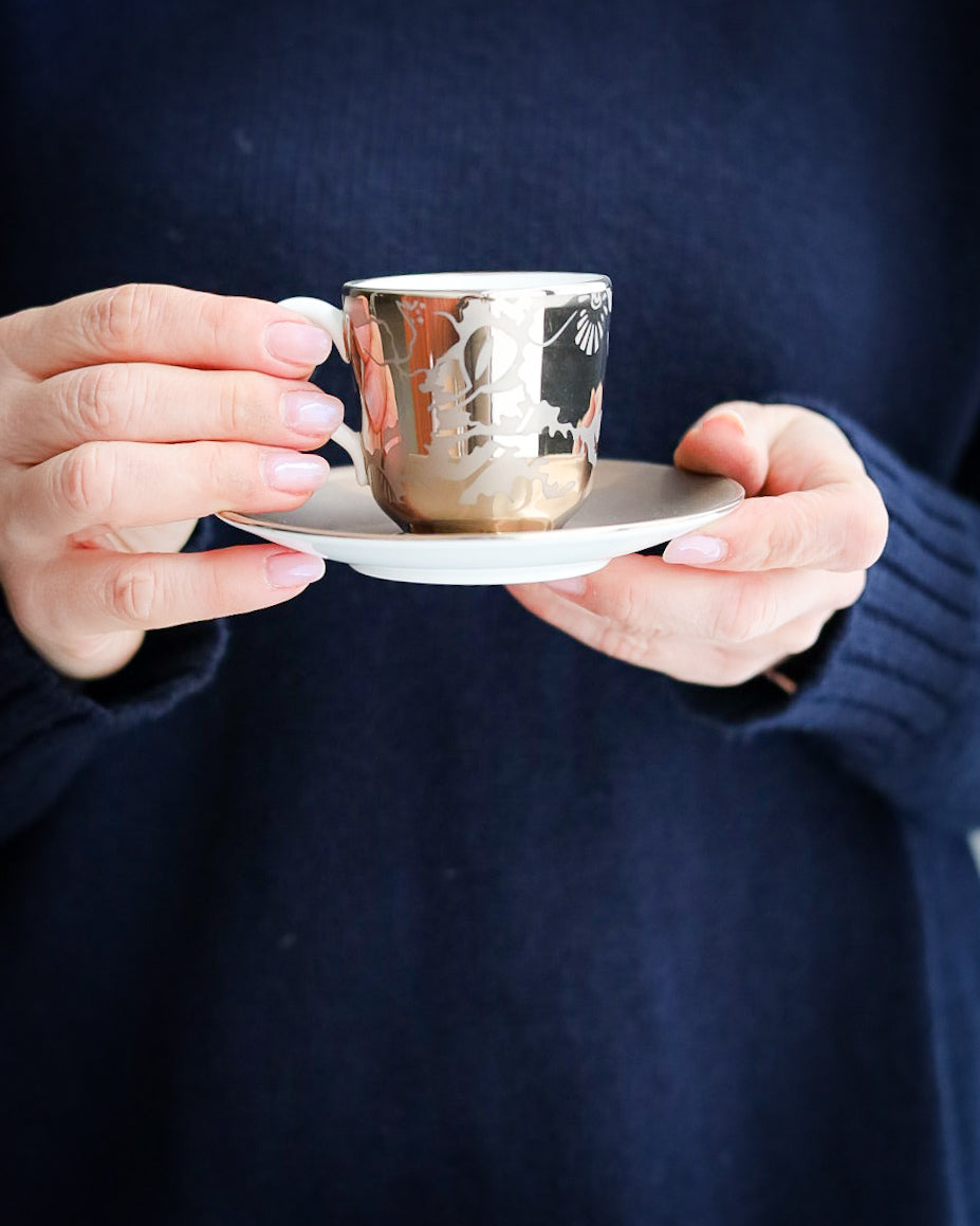 Servizio caffè Ginori bone china Forma lago decoro Vanitas