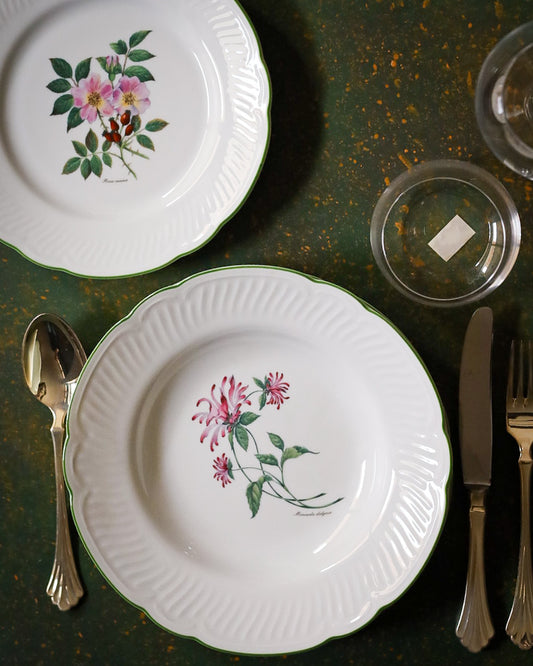 Servizio di piatti da 12 Ginori Laveno forma Rilievo con fiori