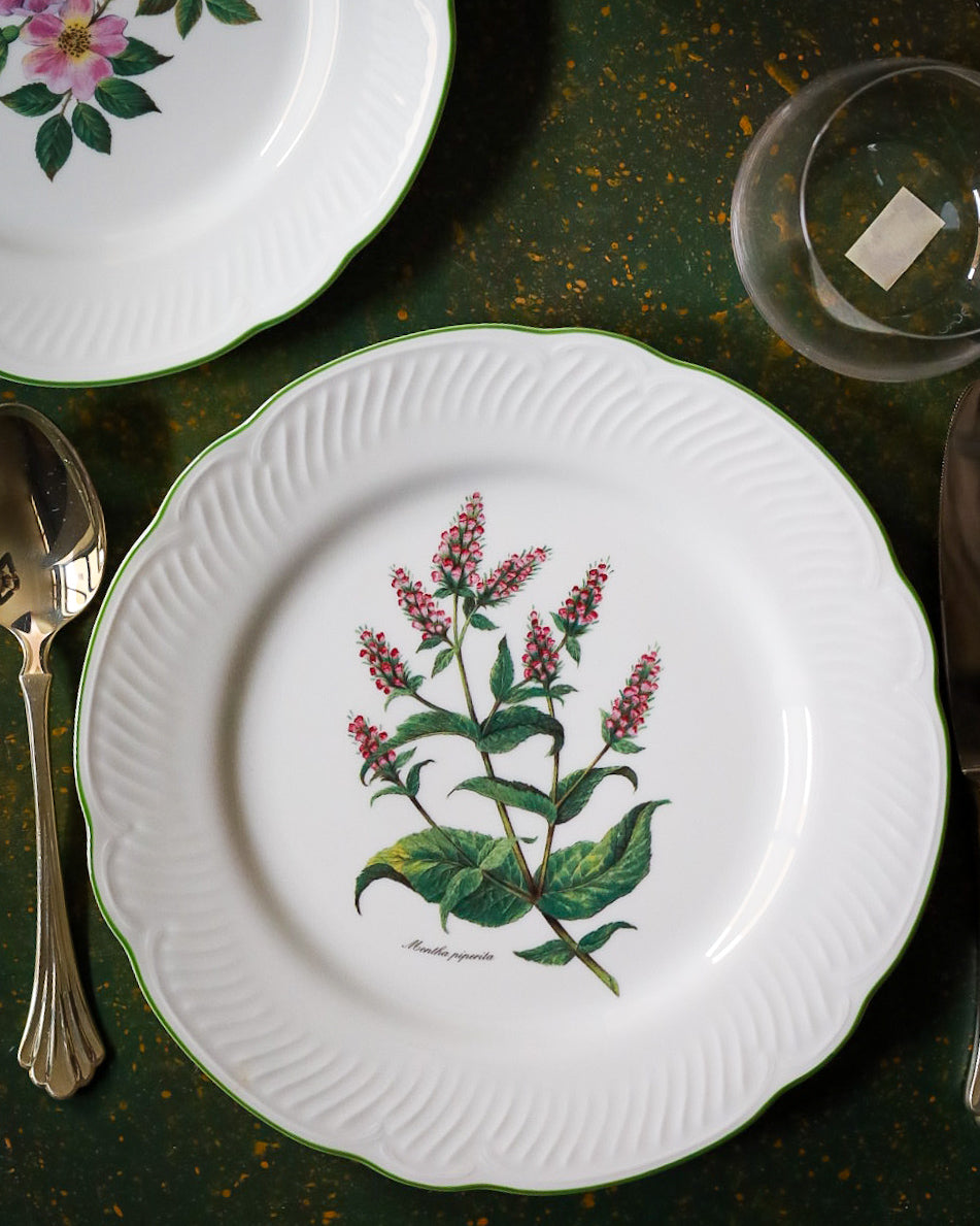 Servizio di piatti da 12 Ginori Laveno forma Rilievo con fiori