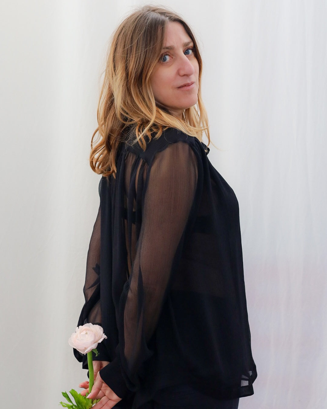 camicia in georgette di pura seta
