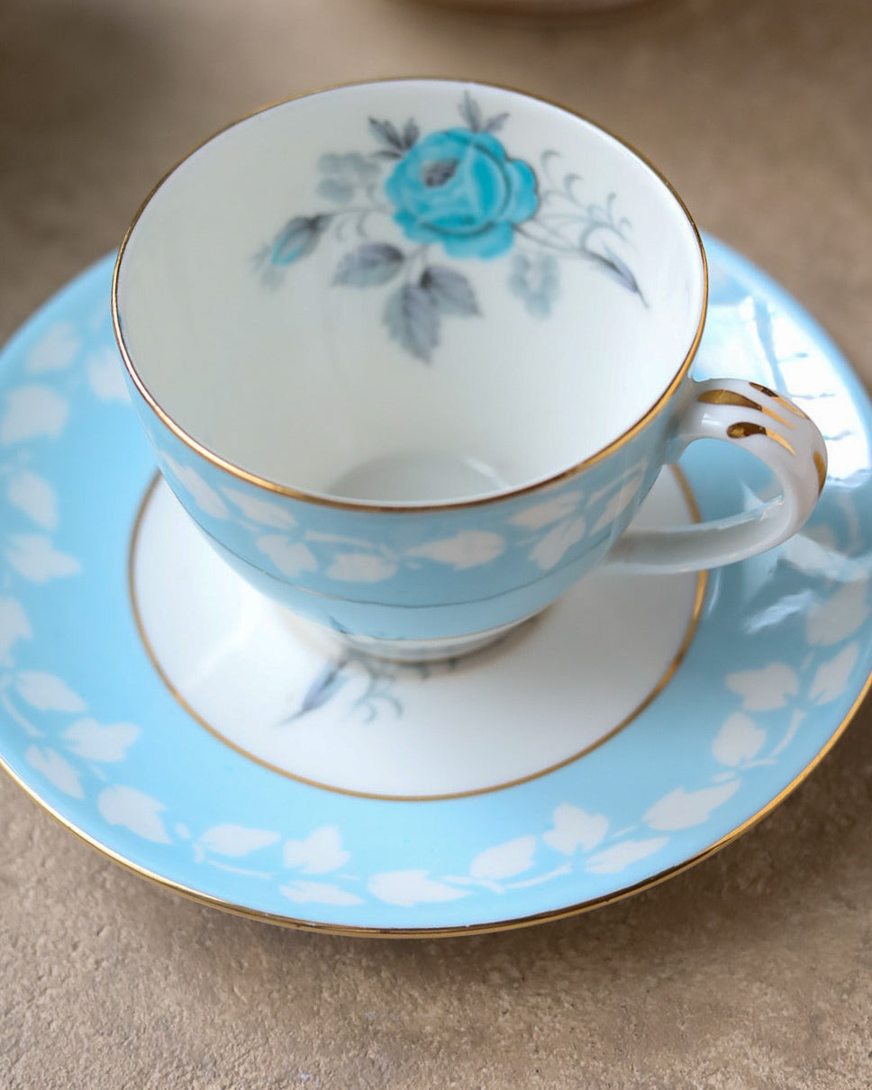 Servizio da caffè in porcellana inglese celeste
