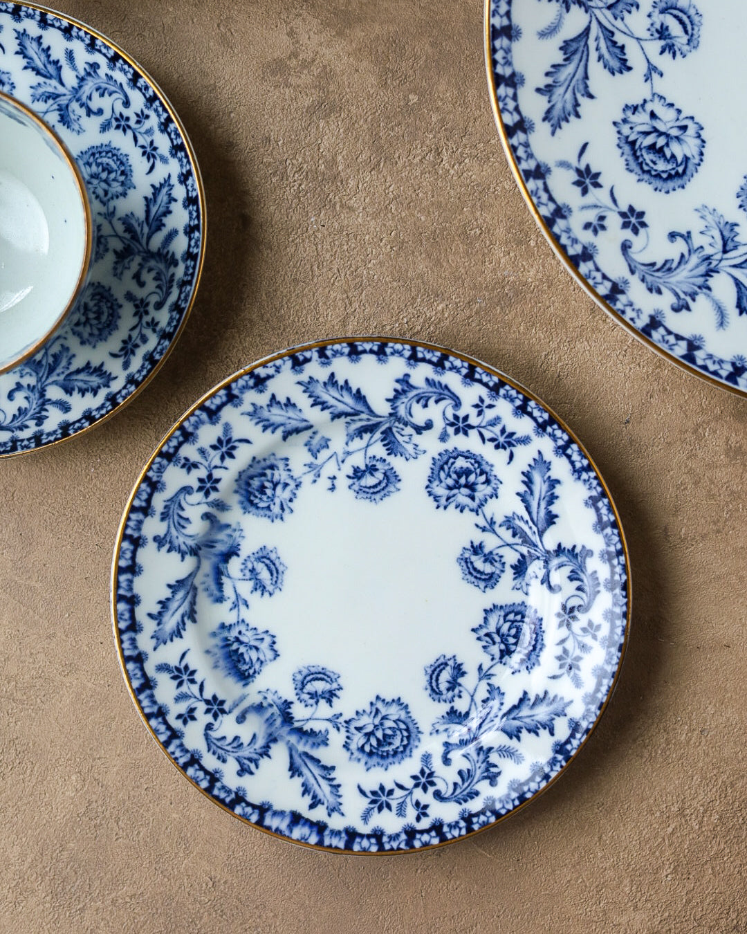 Servizio da tè con decoro transfer fioralisi blu