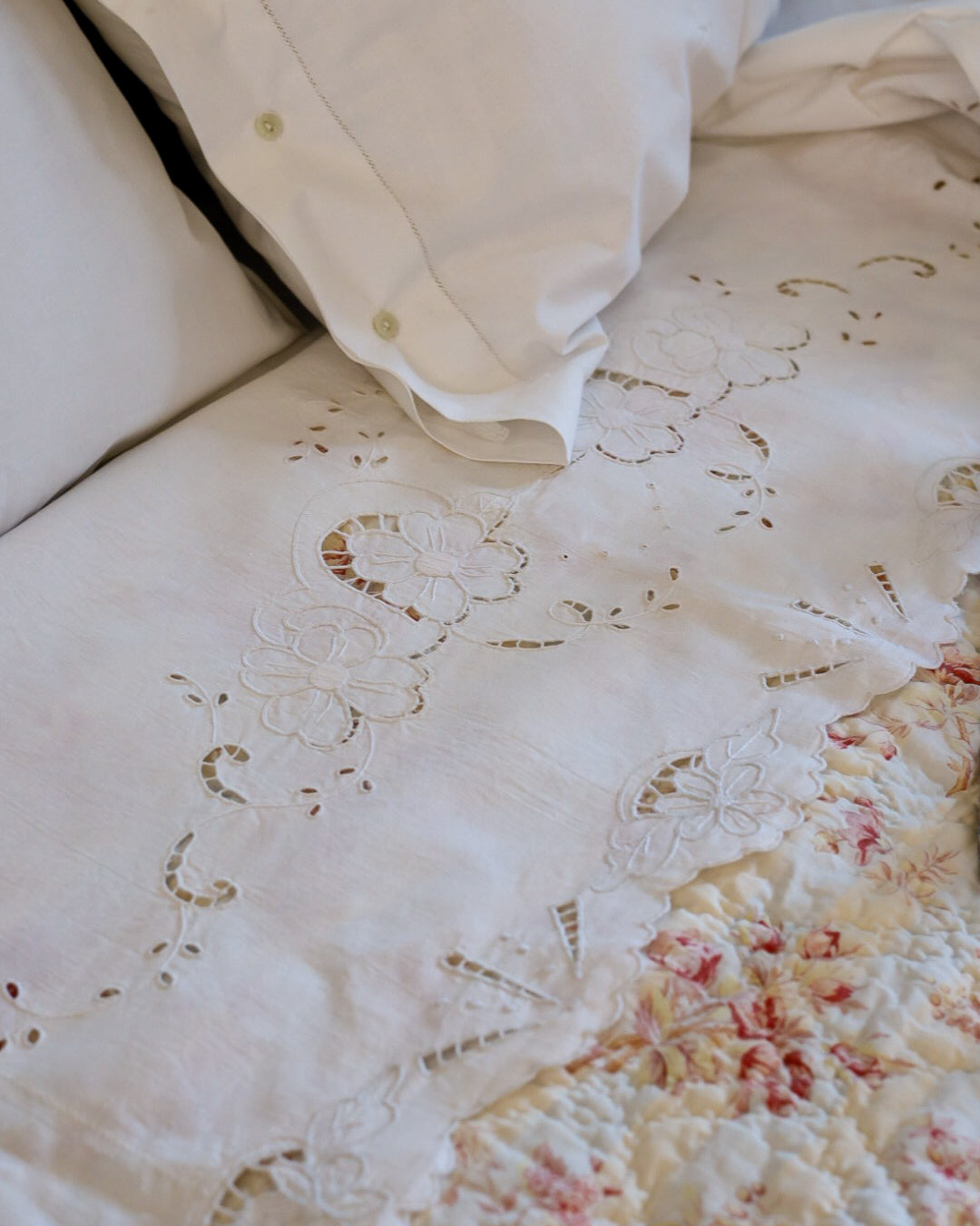 Lenzuolo in lino bianco francese matrimoniale con 4 federe