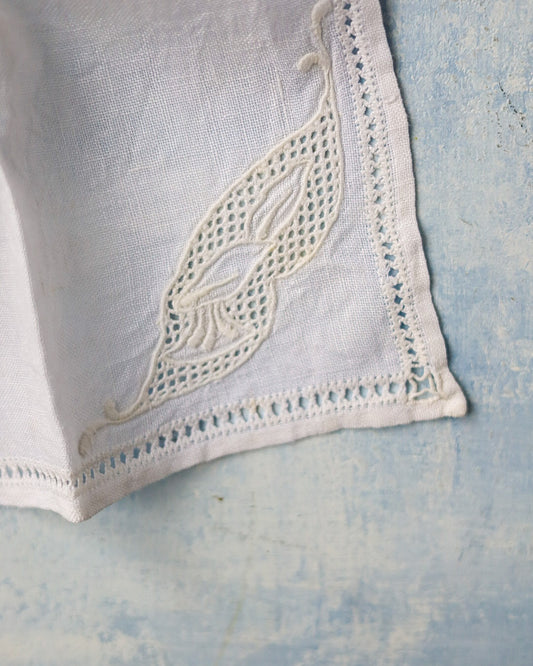 set otto tovaglioli da tè/aperitivo in lino e punto rete