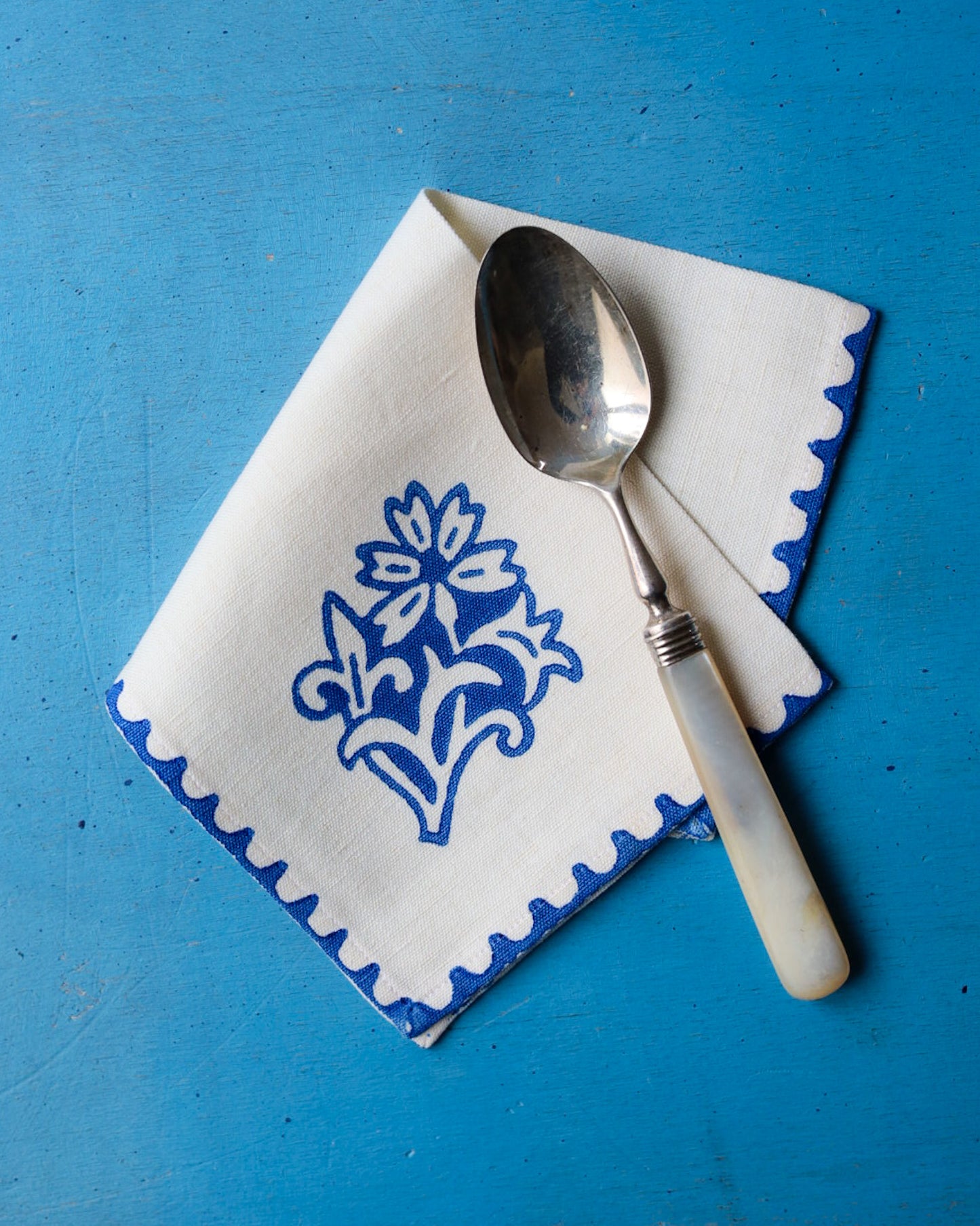 Set sei tovagliolini in lino stampati a mano