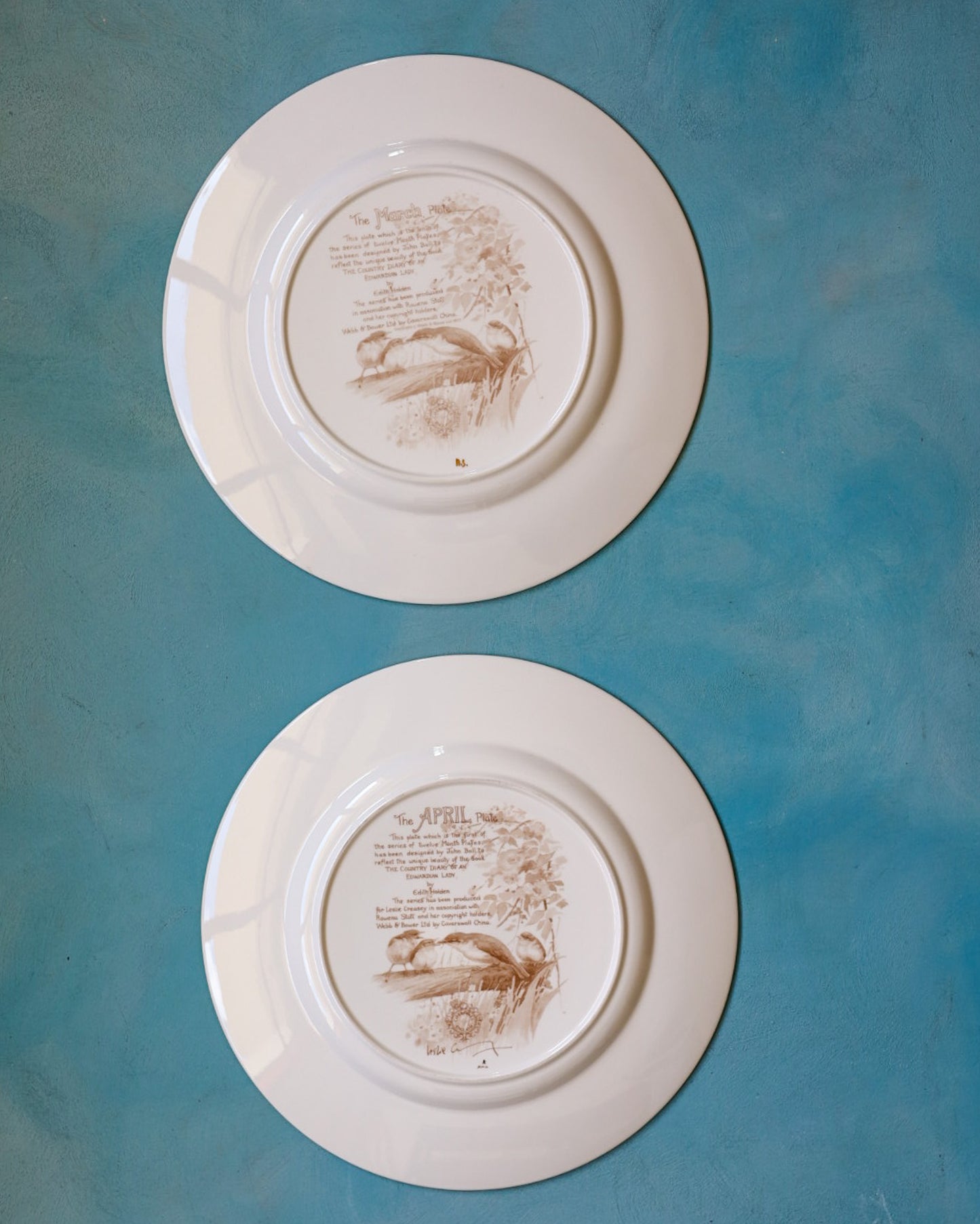 Collezione Completa "I Mesi dell'Anno" – 12 Piatti Decorativi Caverswall in Bone China con Illustrazioni Naturalistiche