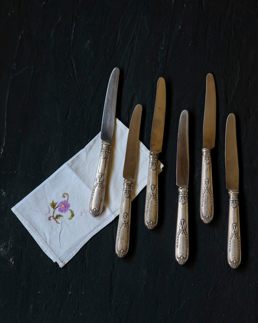 Set sei coltelli da dolce lega d'argento francese con aquila