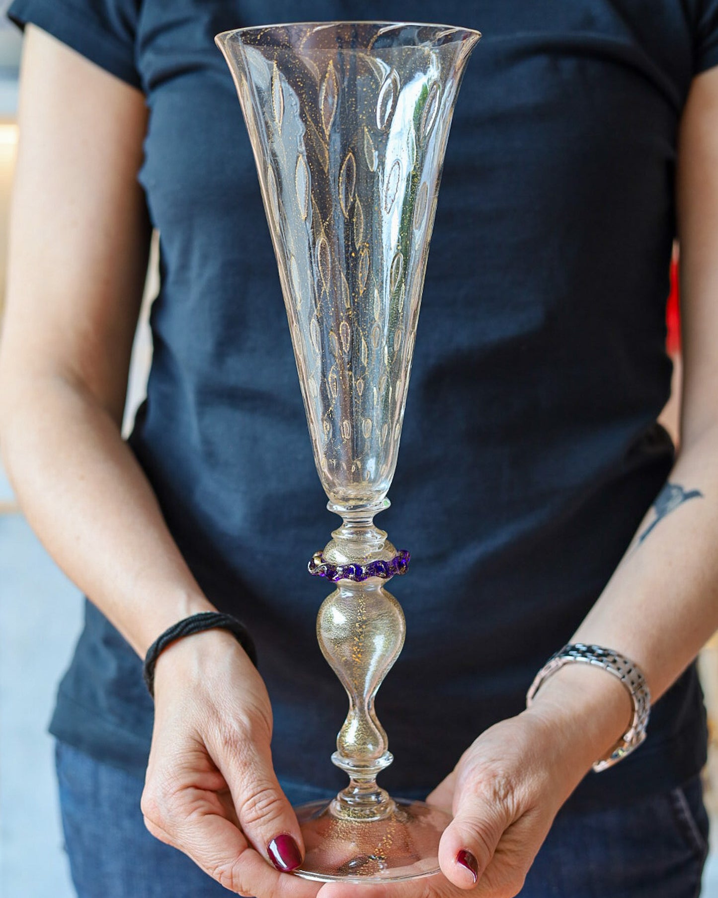 Bicchiere da collezione Gabbiani flutes con oro zecchino