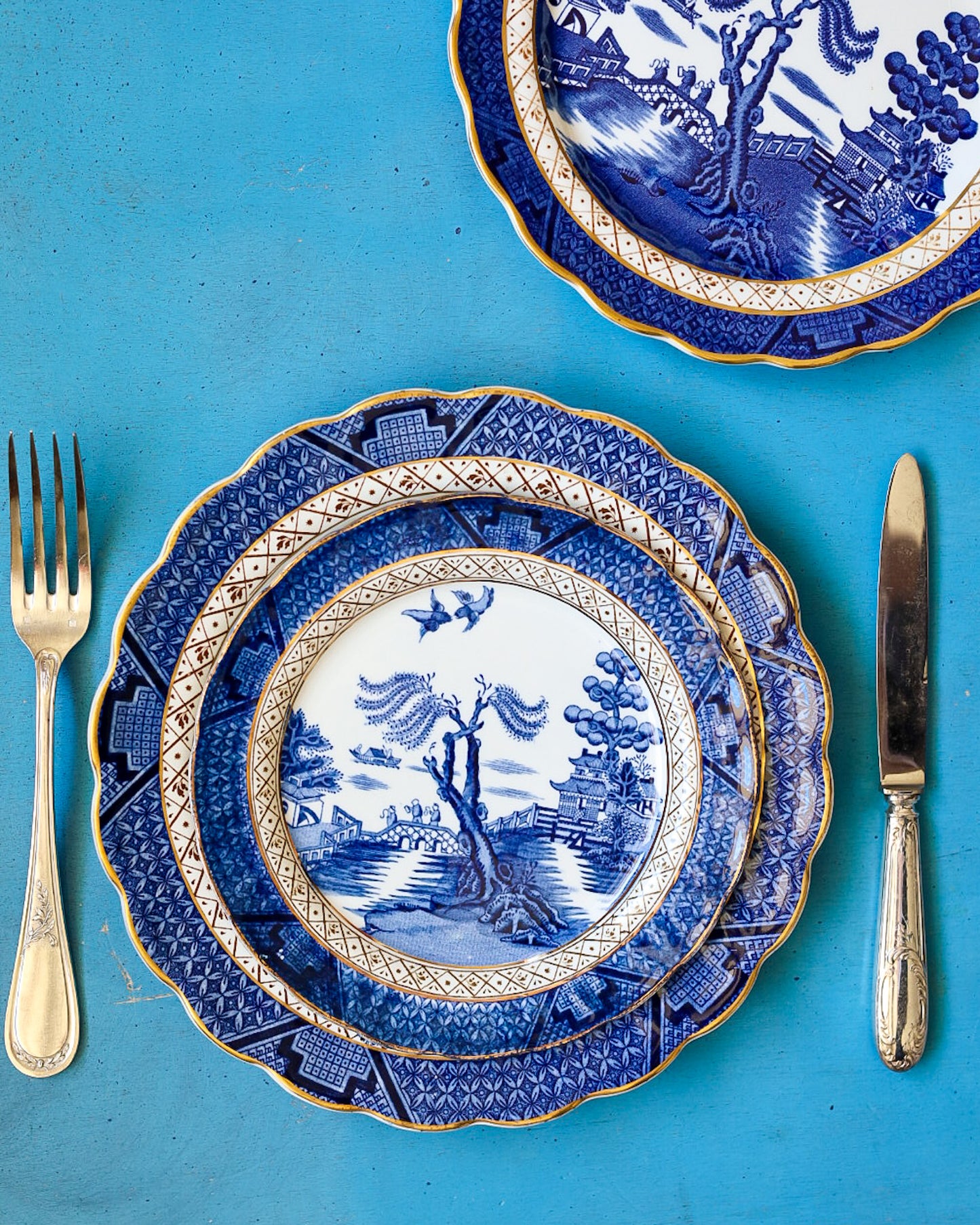 Set di piatti da 12 inglesi decoro willow