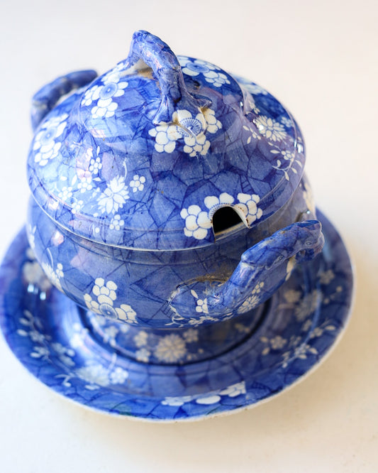 Salsiera Spode con fiori blu