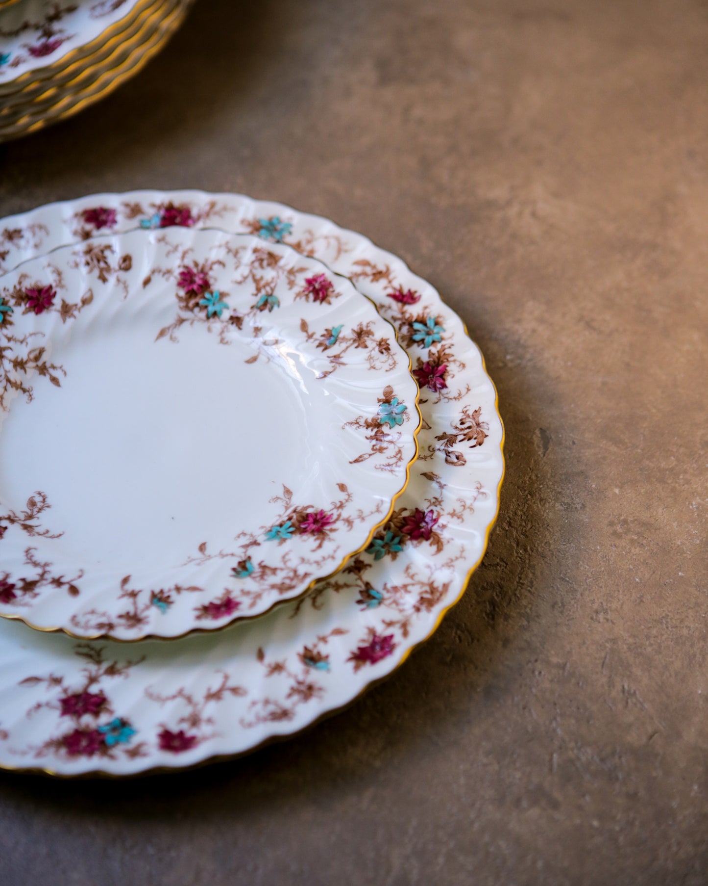 Set da 6 + 6 piatti Minton decoro ancestral