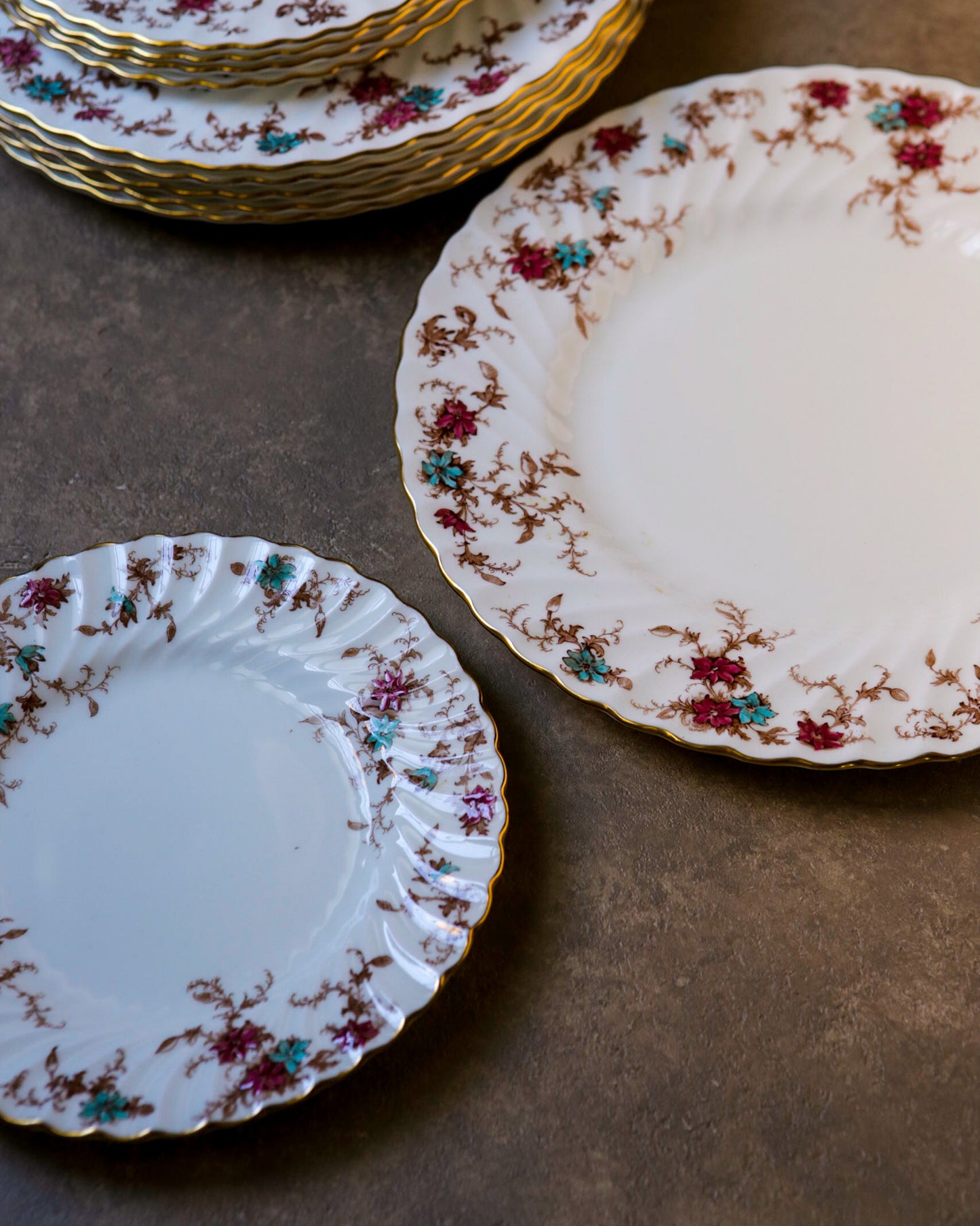 Set da 6 + 6 piatti Minton decoro ancestral