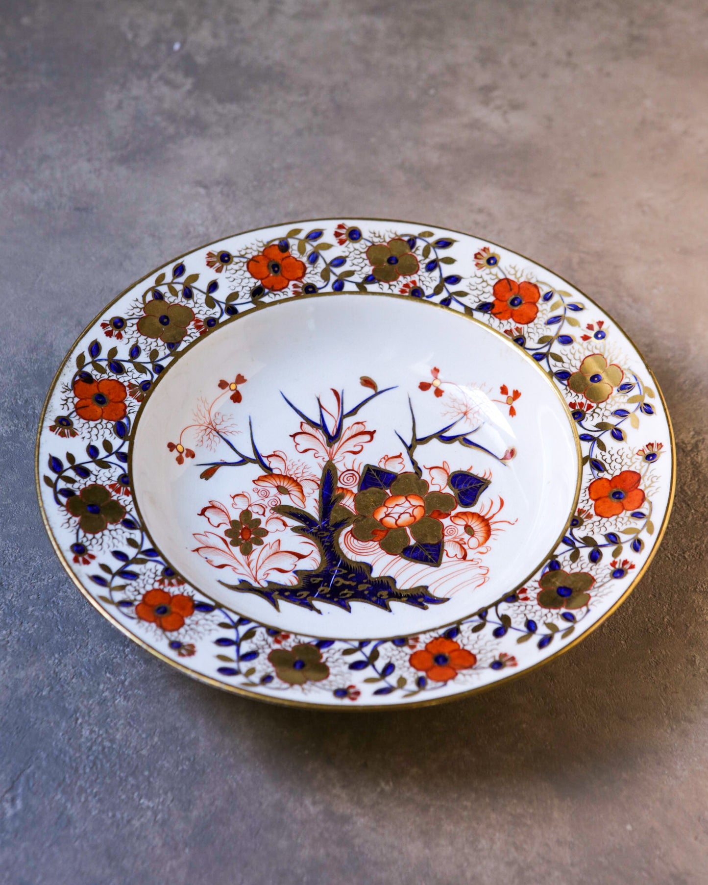 Piatto fondo mason's fiori rosso e blu