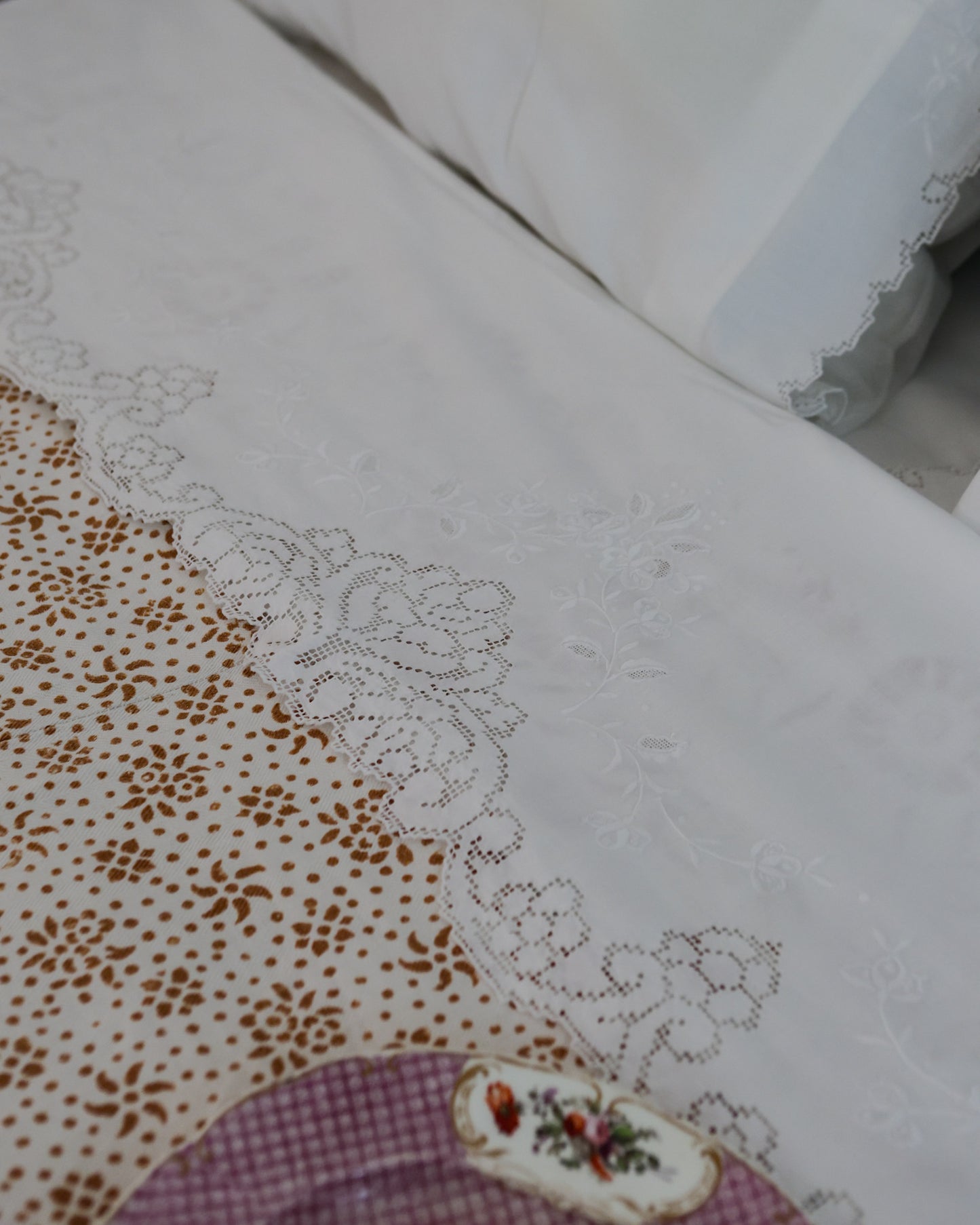 Lenzuolo matrimoniale lino sfilato siciliano