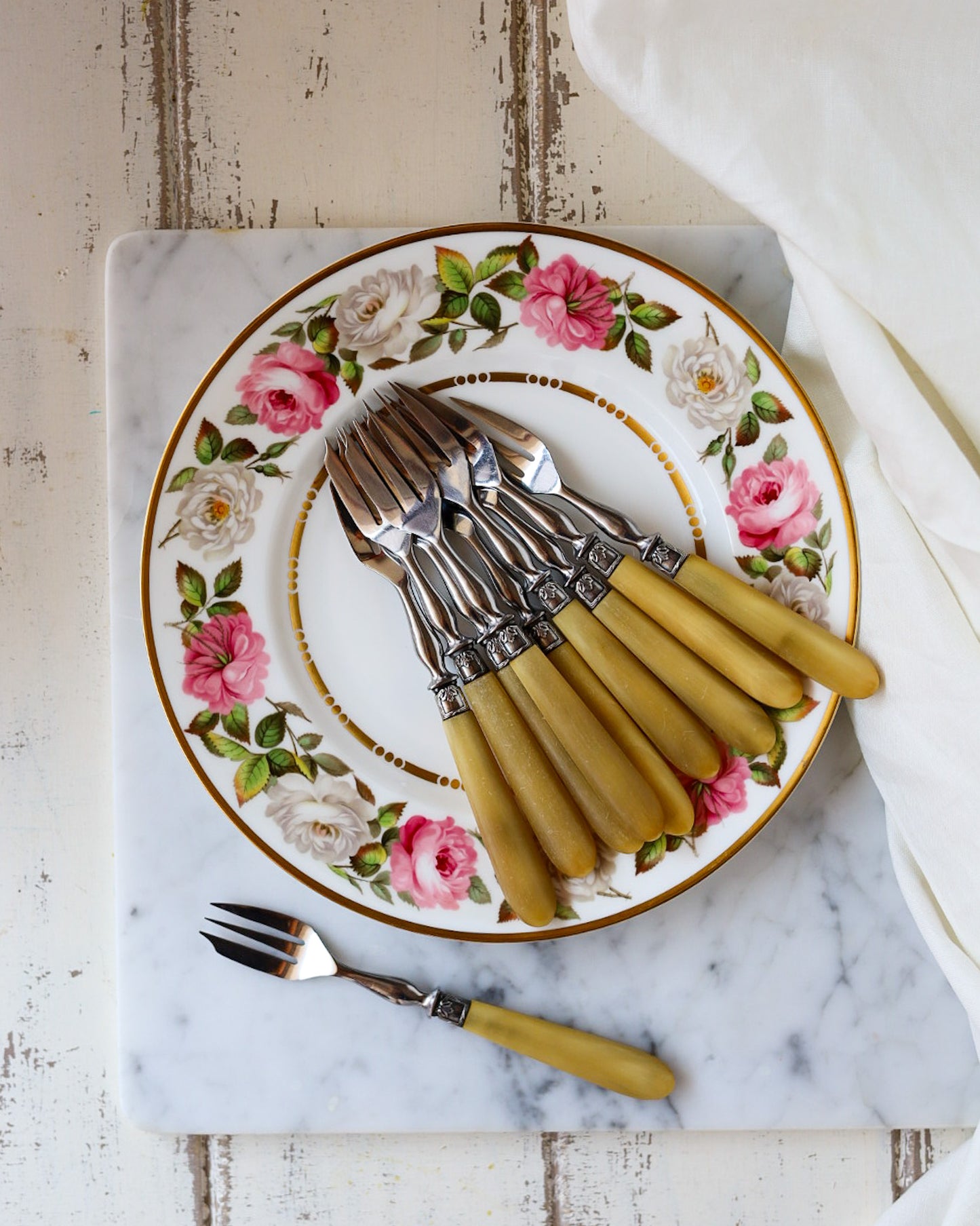 Set di 10 forchette da frutta francesi in resina