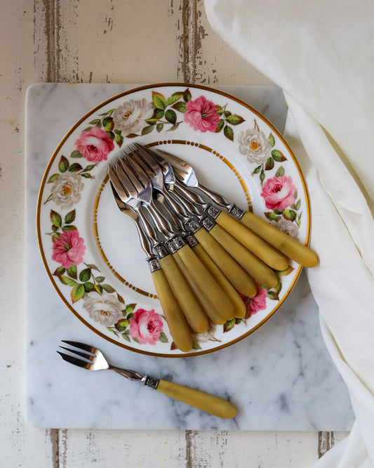 Set di 10 forchette da frutta francesi in resina