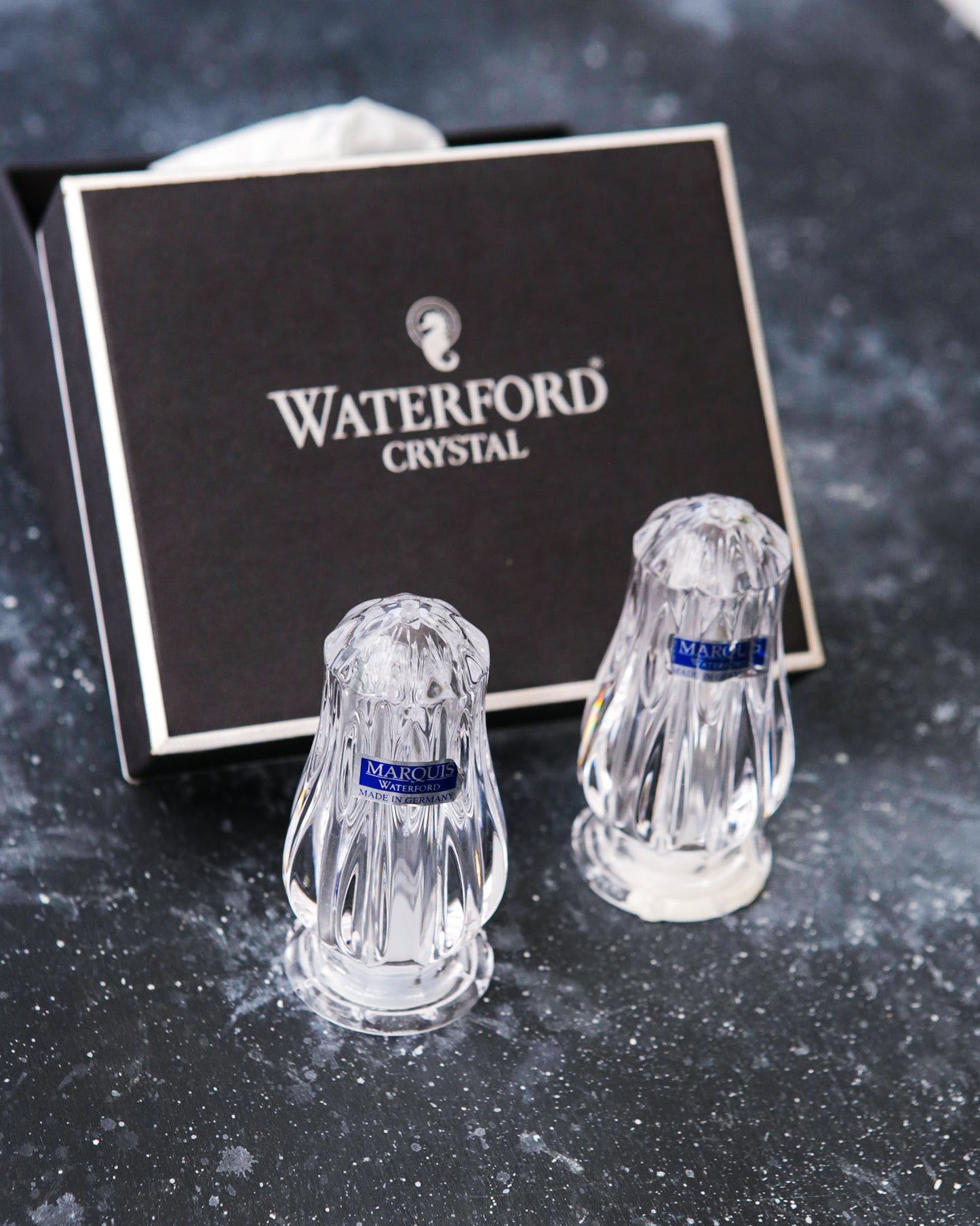 Coppia sale e pepe piccoli in cristallo waterford