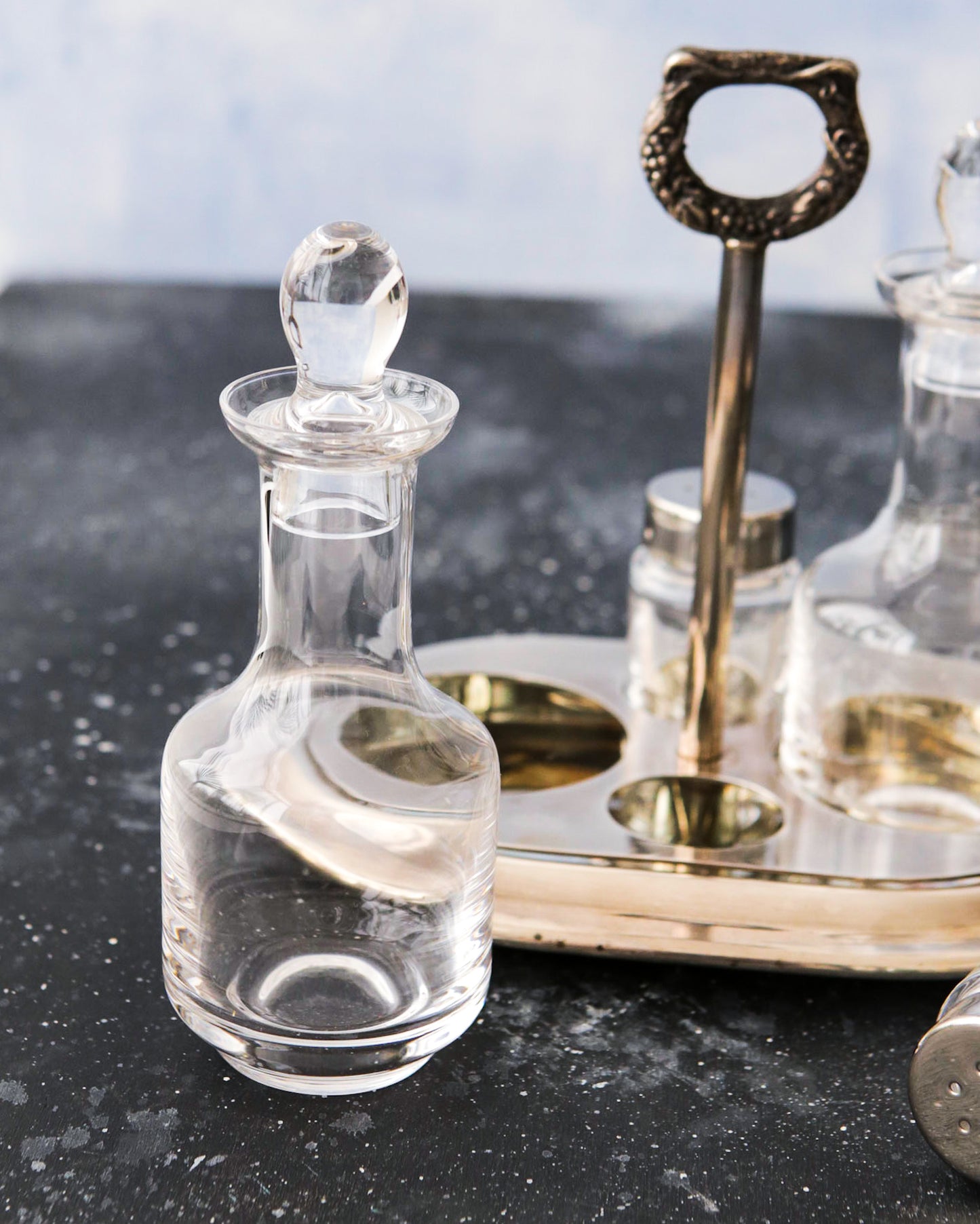 cruet cassetti in lega e cristallo