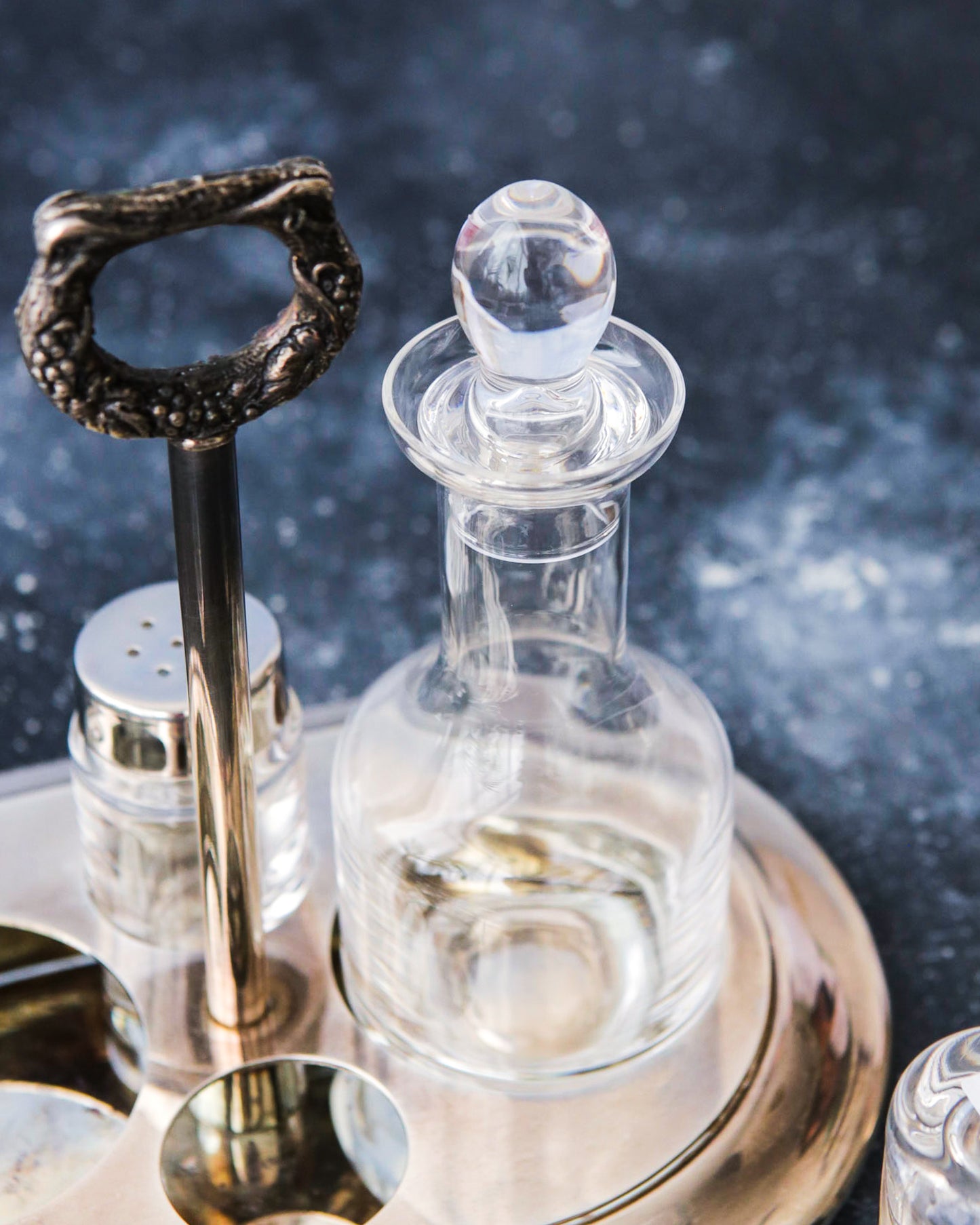 cruet cassetti in lega e cristallo