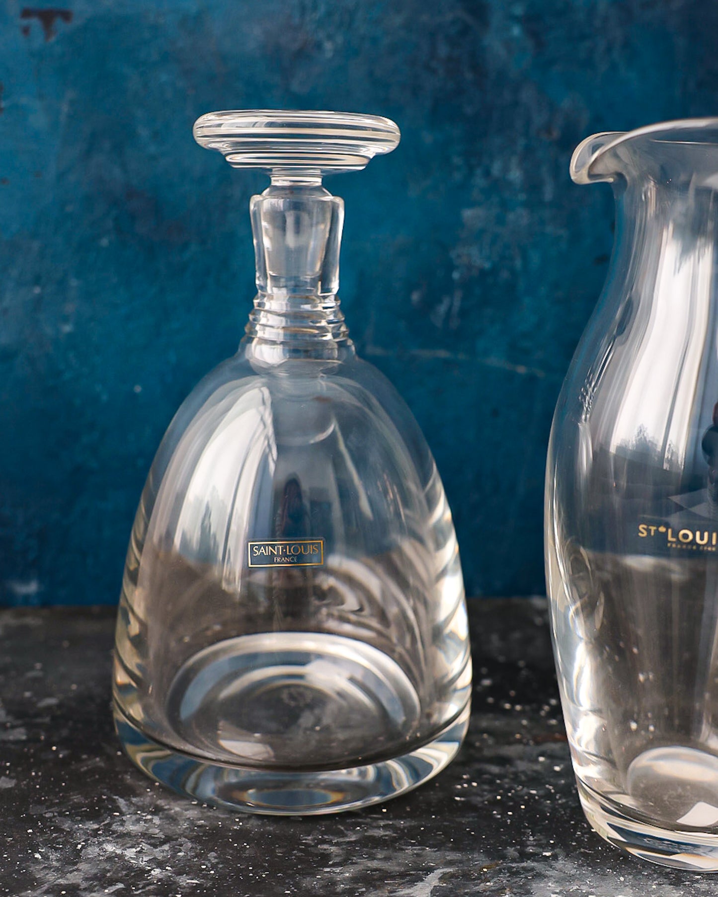 Coppia brocca e bottiglia cristallo Saint Louis