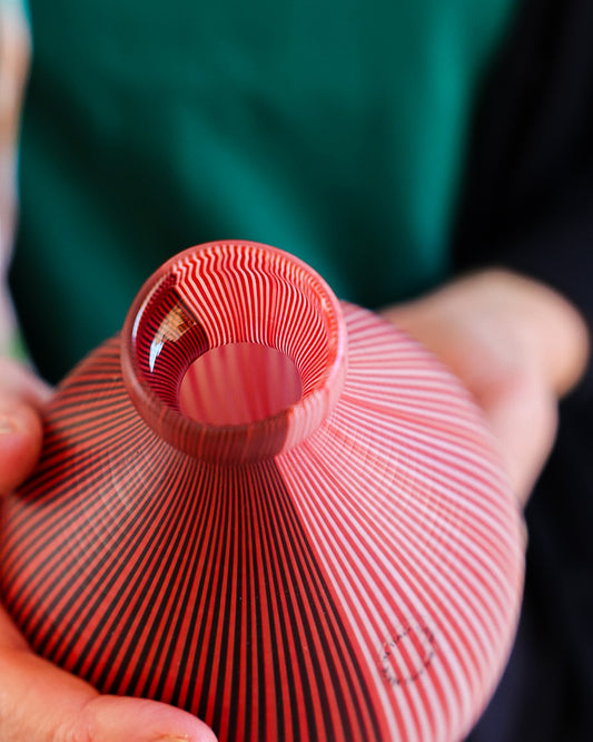 Vaso rosso a righe Venini