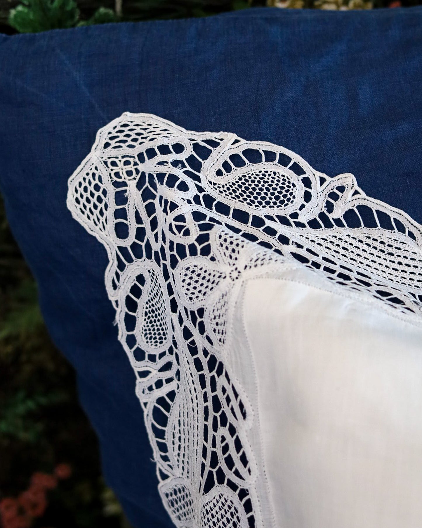 Lenzuolo matrimoniale in lino con pizzo a tombolo