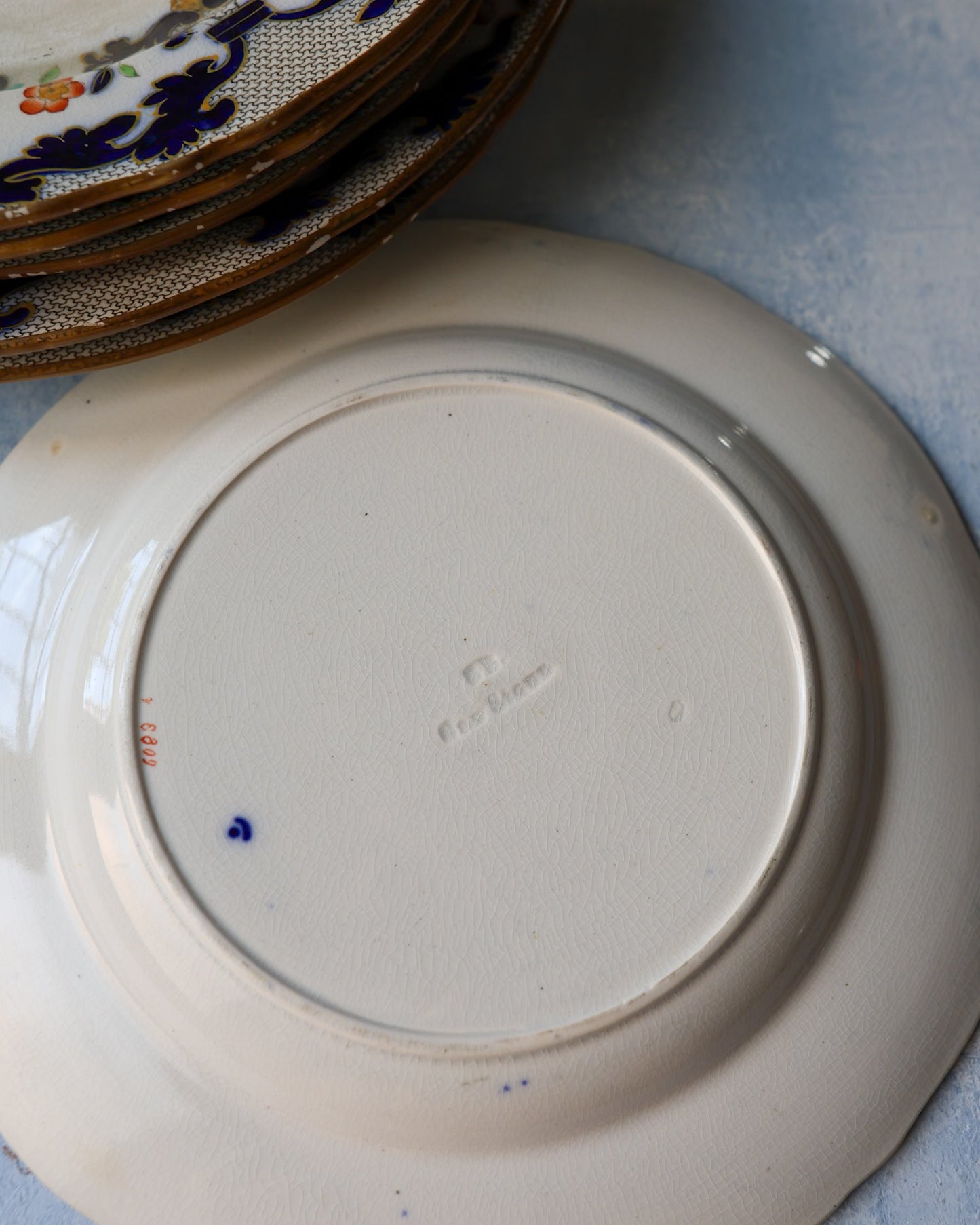 Set piatti ironstone bordo blu e fiori blu