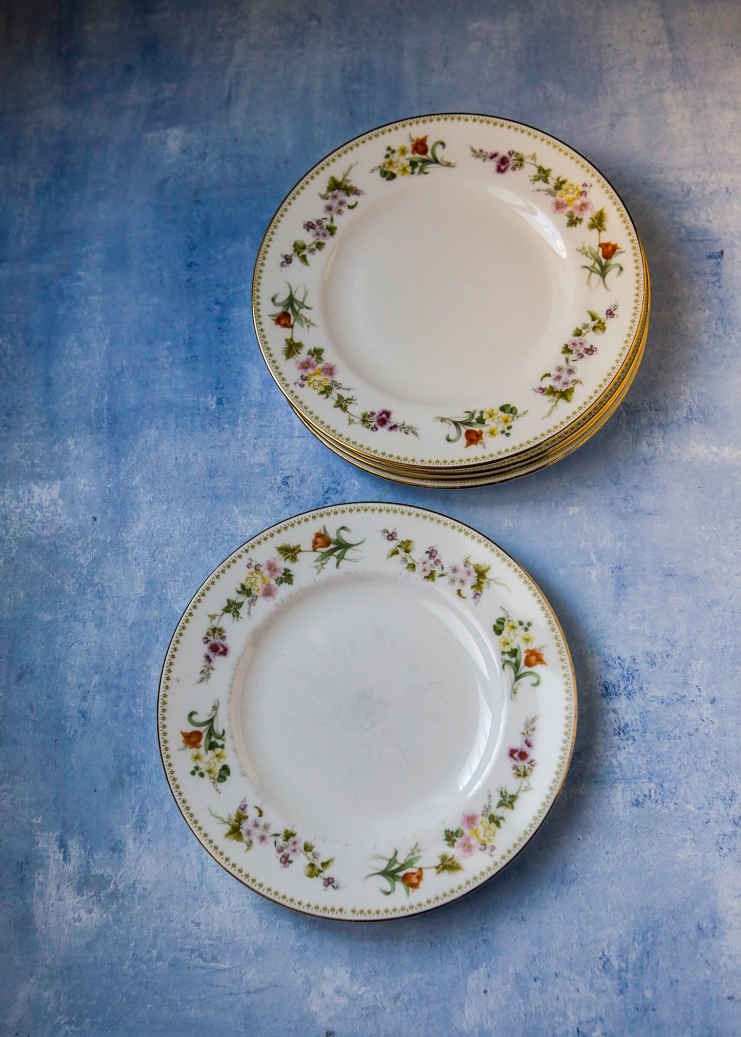 Set cinque piatti piani da dolce wedgwood decoro mirabelle