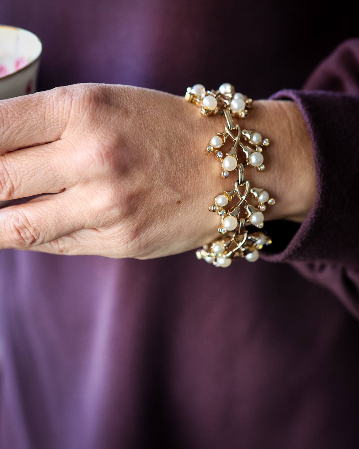 Bracciale vintage art nouveau con perline