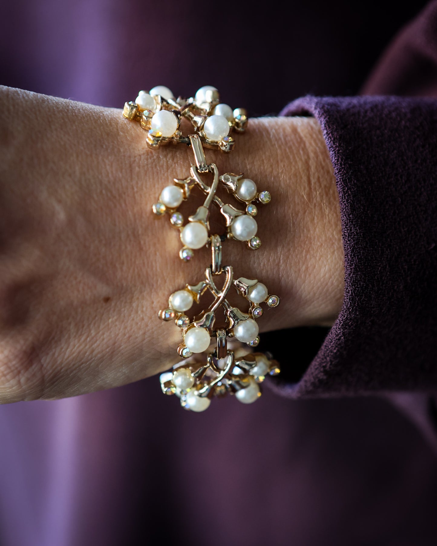 Bracciale vintage art nouveau con perline