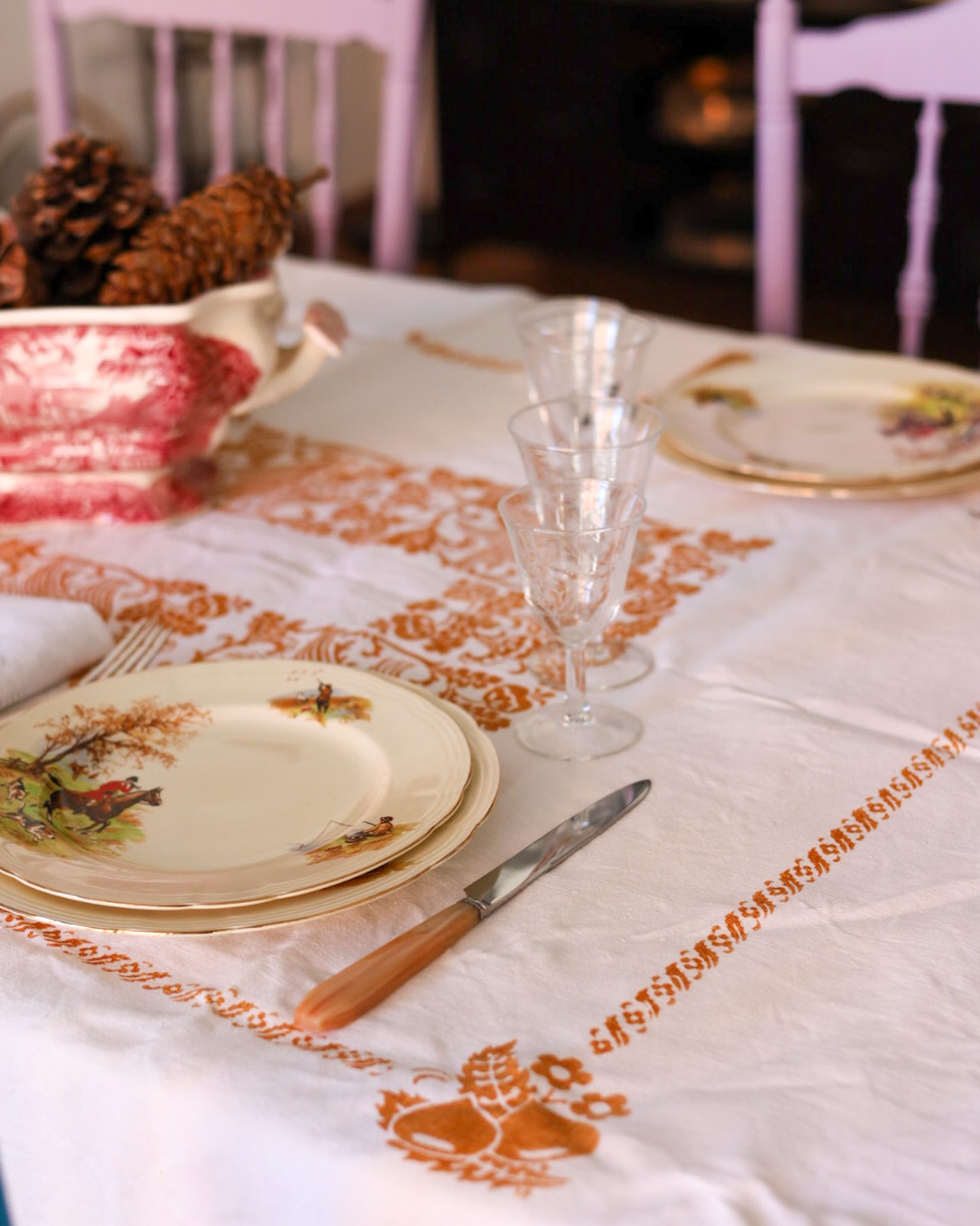 Tovaglia da cucina tela romagnola stampata a mano