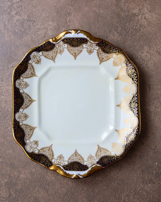 Set Tête-à-Tête da Colazione Hammersley — Porcellana Inglese con Filettature Cobalto e Oro — Stoke-on-Trent