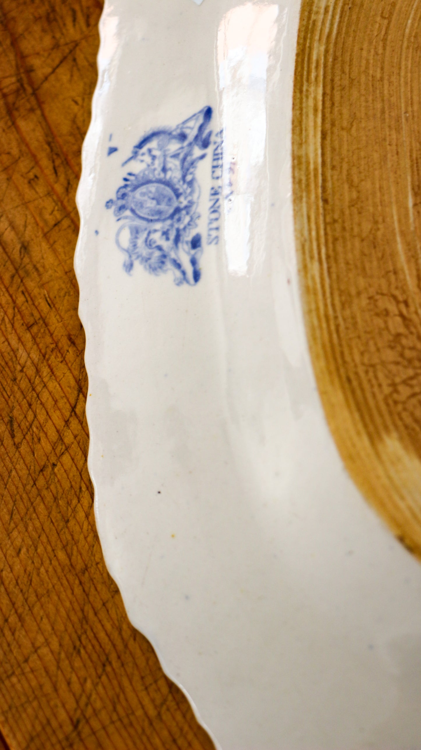 Vassoio rettangolare con fiori orientali celesti