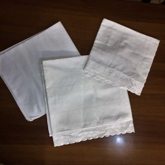 Lenzuolo singolo con pizzo san gallo decoro ventagli