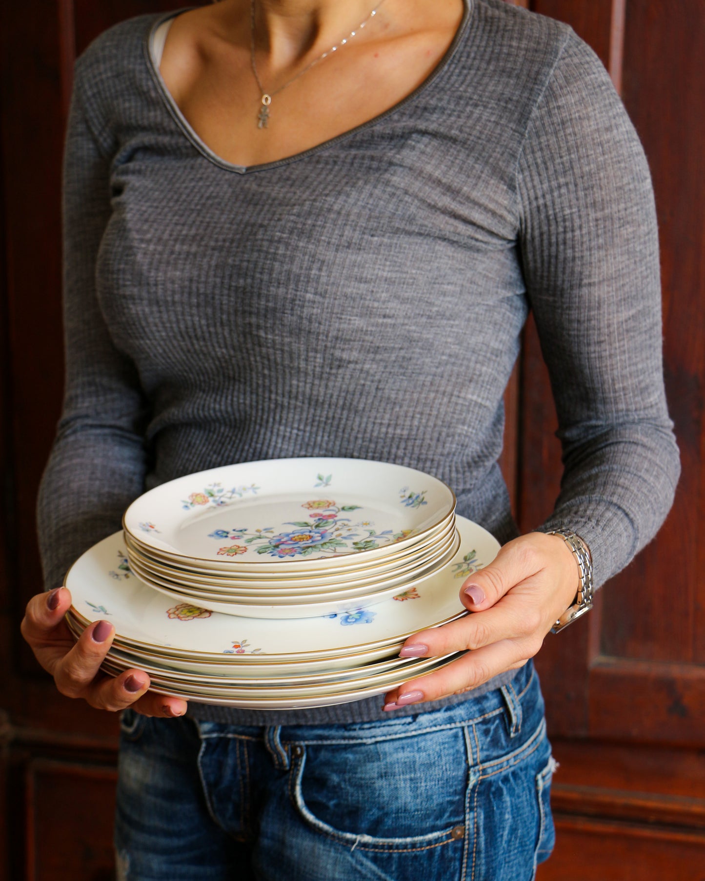 Set da sei coperti piatti piani Royal Albert Hidden Valley