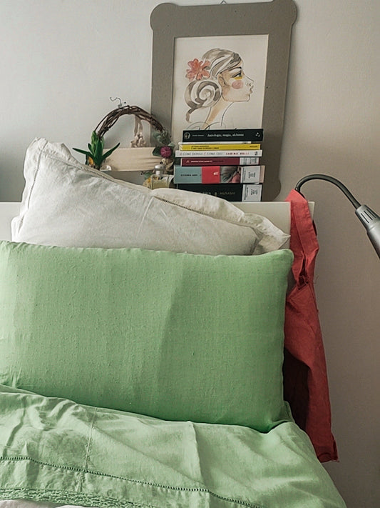 Set lenzuola matrimoniali cotone verde pastello