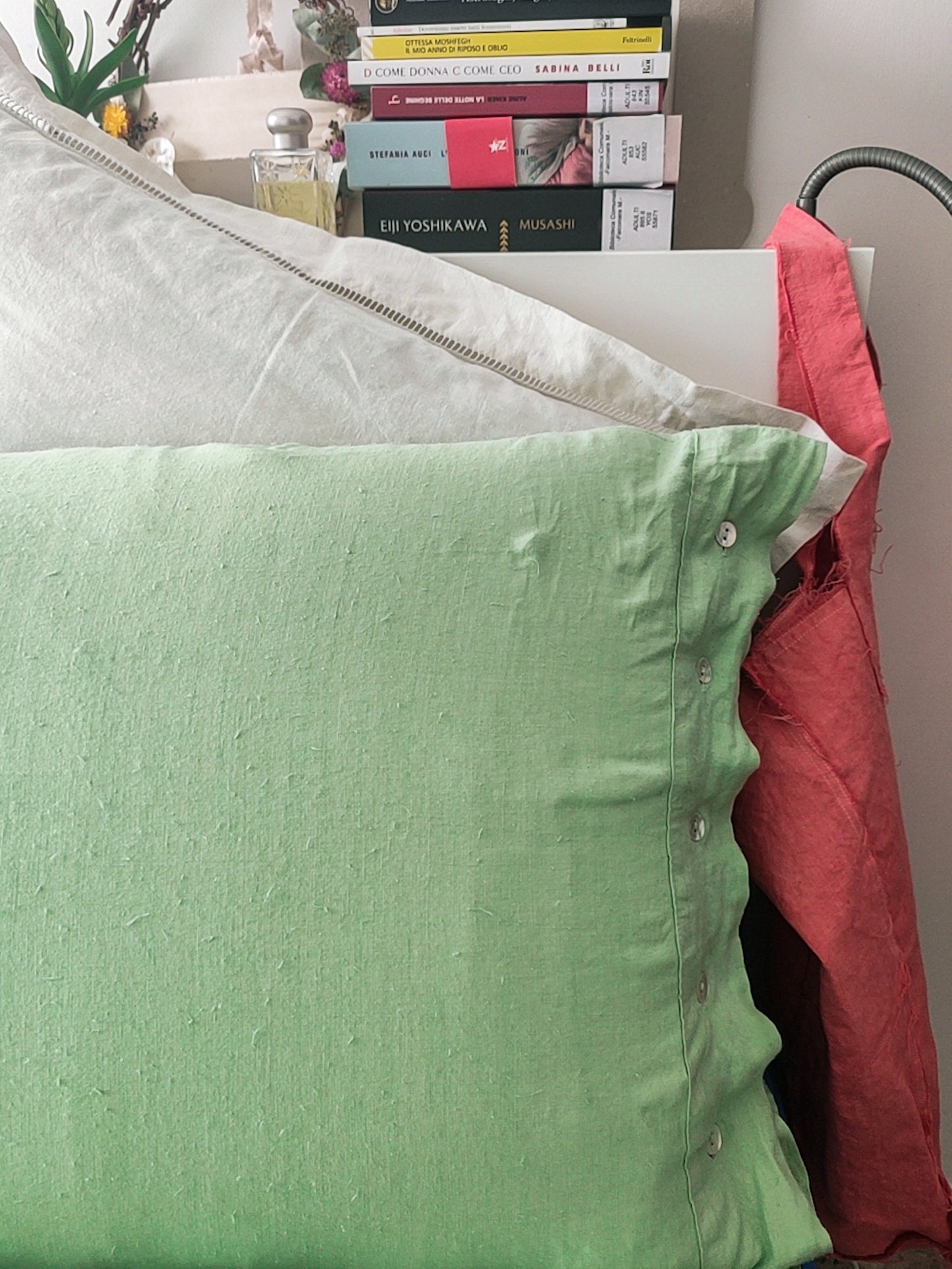 Set lenzuola matrimoniali cotone verde pastello