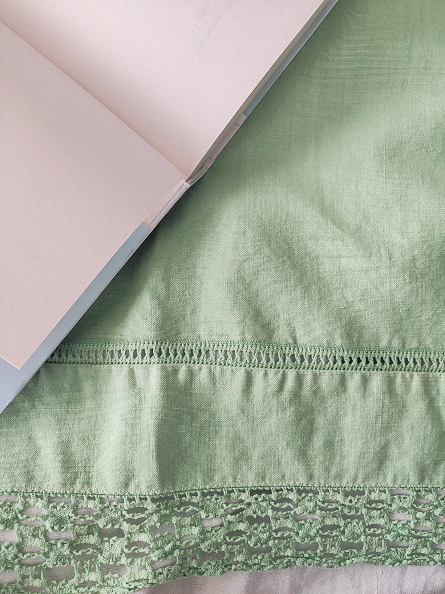Set lenzuola matrimoniali cotone verde pastello