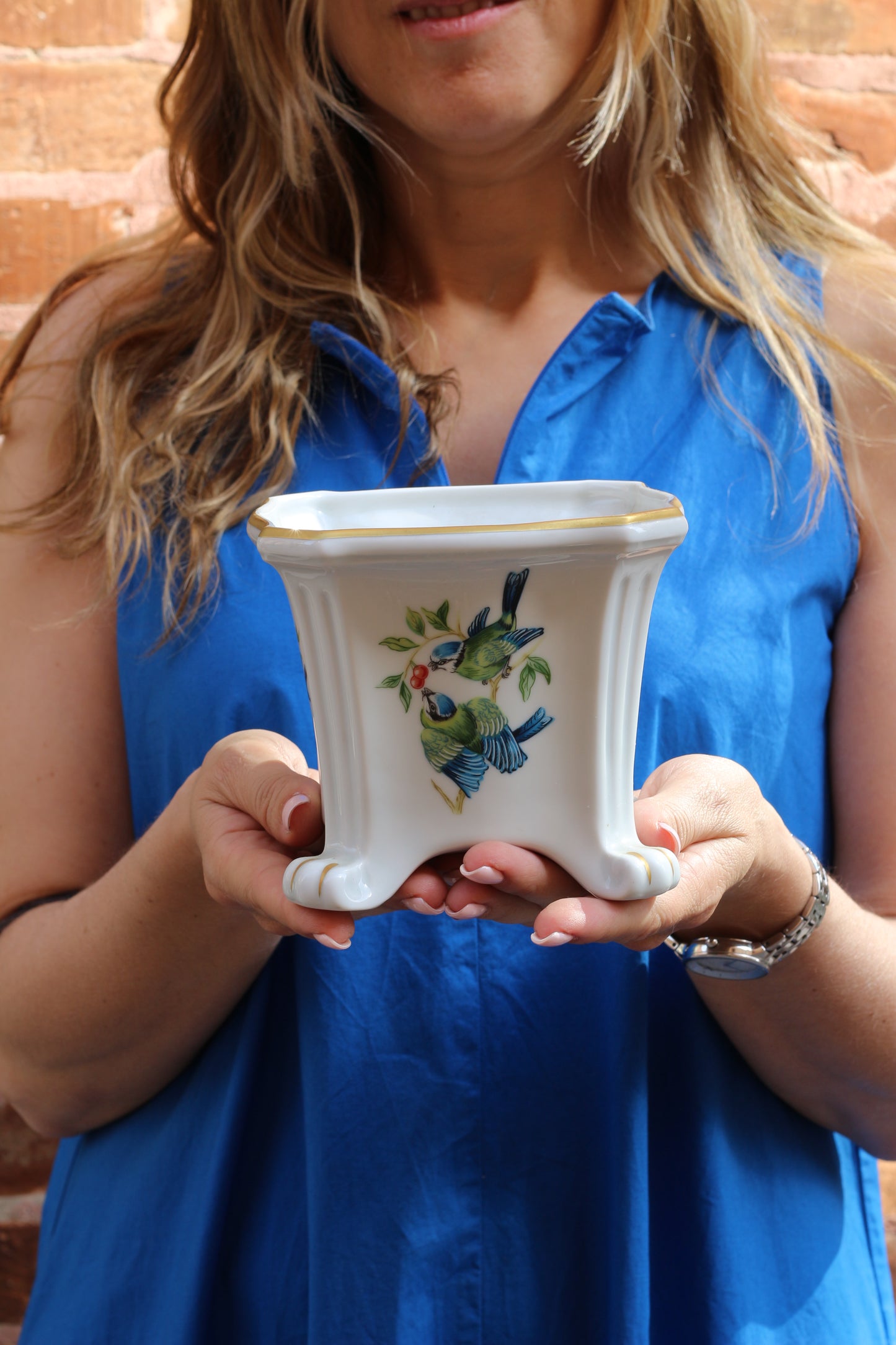 Vaso porcellana di Limoges uccellini