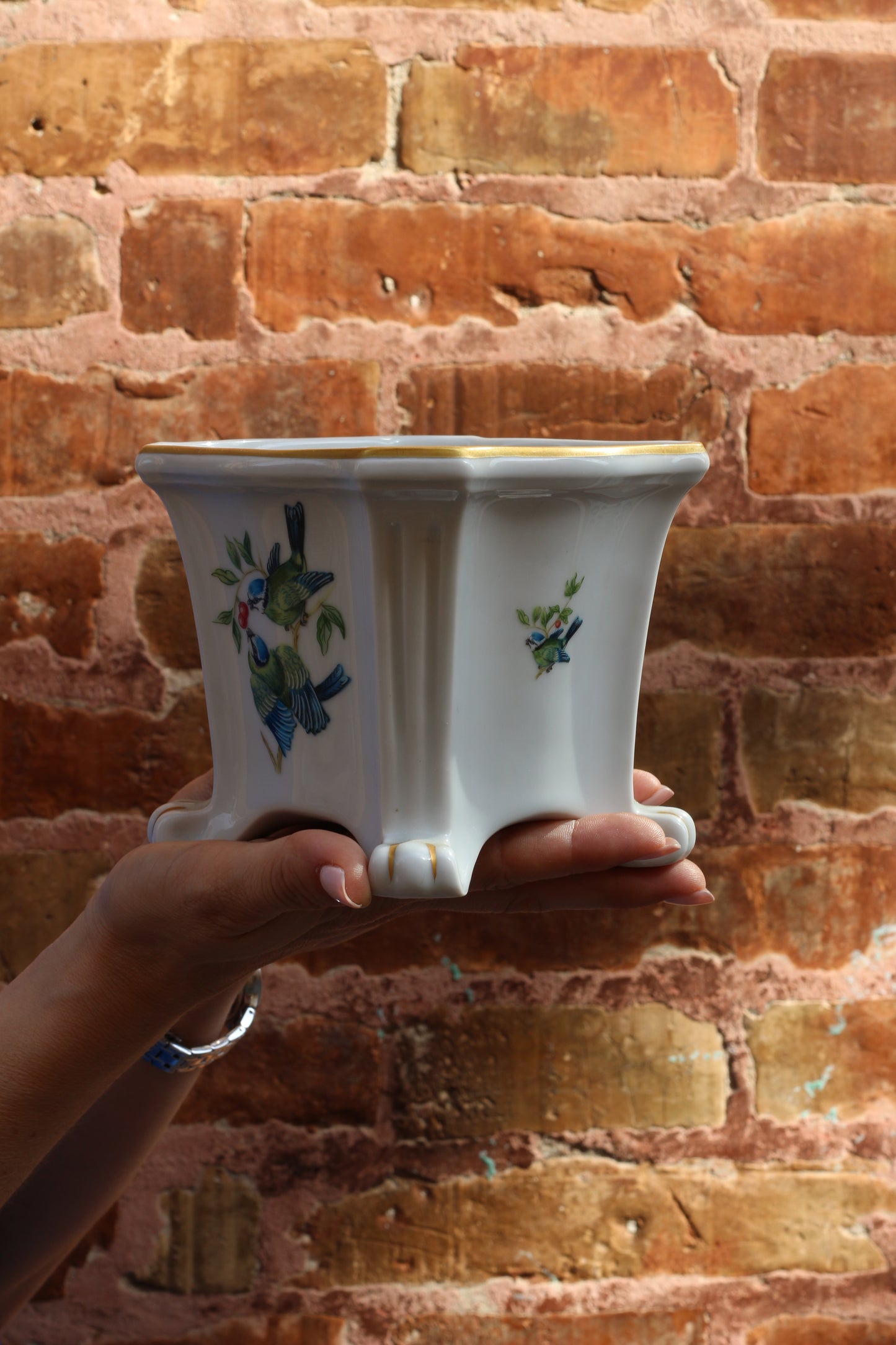 Vaso porcellana di Limoges uccellini