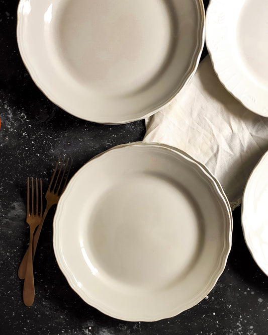 set sei piatti piani porcellana bianca italiana