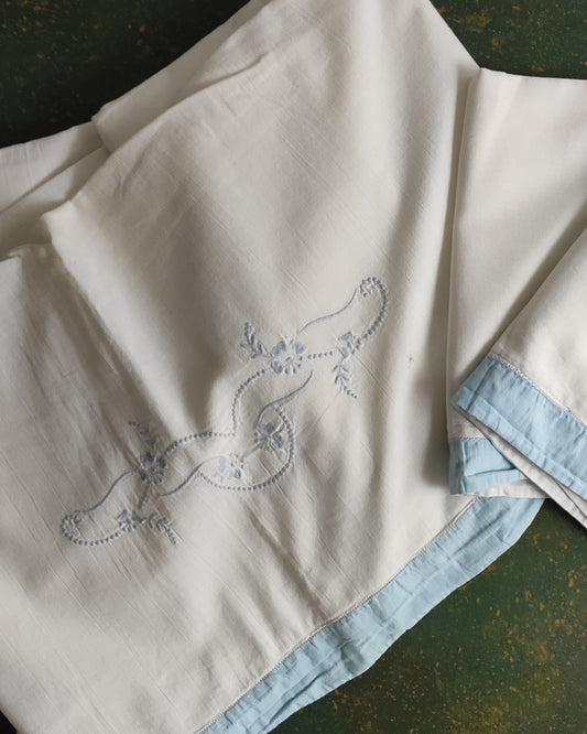 Lenzuola con bordo celeste